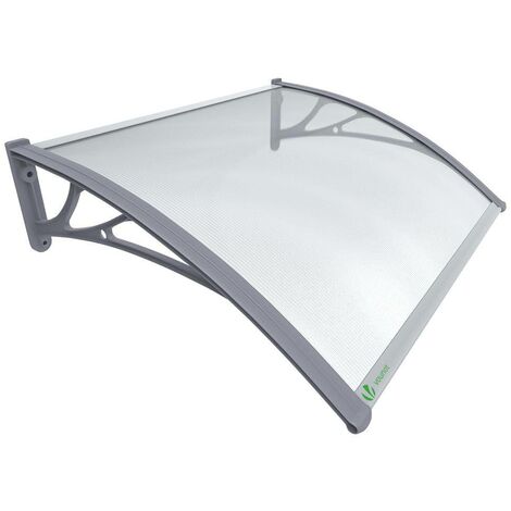 Vounot – Marquise auvent de porte 120x80cm – Polycarbonate 6mm résistant aux UV et chocs – Cadre en PPO et aluminium renforcé – Installation facile