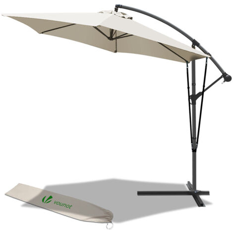 COSTWAY Ombrellone Doppio Da Giardino 450 X 260 Cm, Ombrellone Con 48 Luci Led Ombrellone Rettangolare Con Manovella Per Giardino Piscina Cortile Marrone 85219366