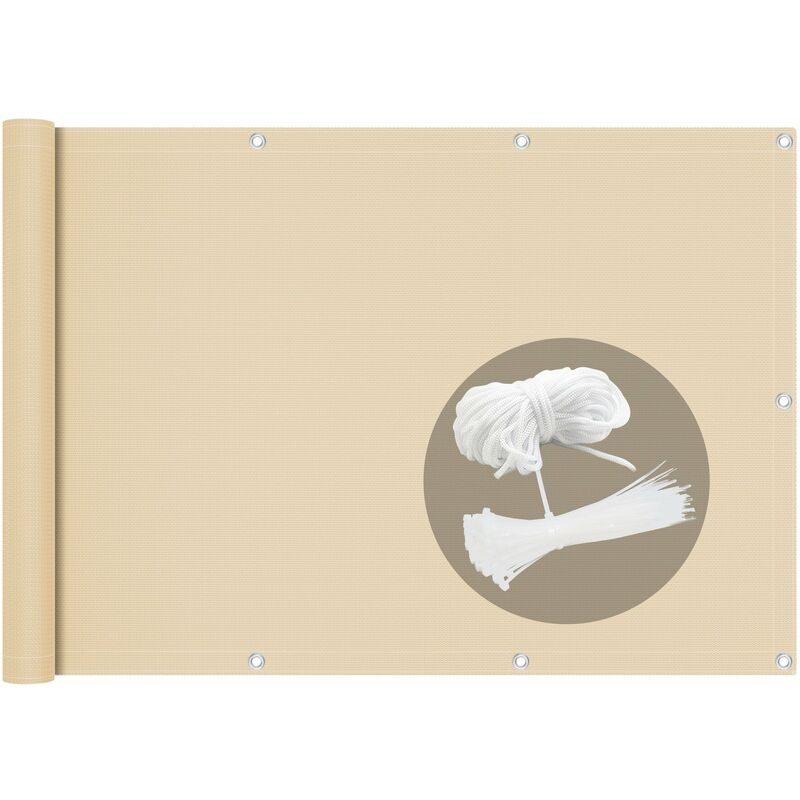 

Pantalla Protección de Privacidad para Balcón Jardín, 90x600 cm, Beige - Vounot
