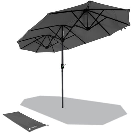 VOUNOT® Parasol de Jardin Double 300 x 150 cm - Aluminium - Gris