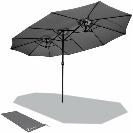 VOUNOT® Parasol de Jardin Double 460 x 270 cm - Aluminium - Gris