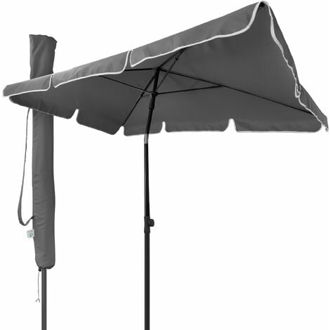 VOUNOT® Parasol inclinable rectangulaire 2x1.25m gris avec housse de protection - hauteur et angles ajustables