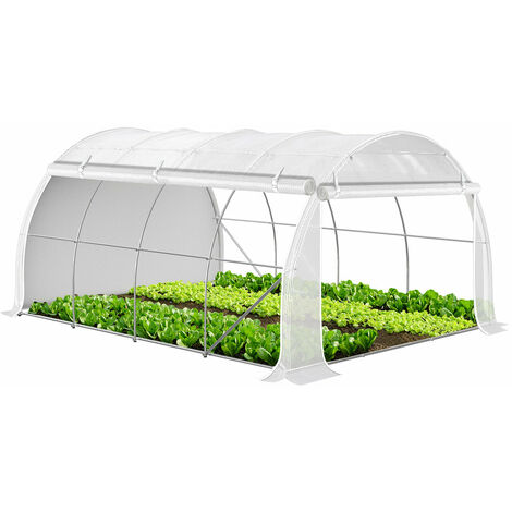 VOUNOT Polytunnel Greenhouse Gardening Walk In Grow House with Roll-up Side Walls,  4x3x2m 12m², White