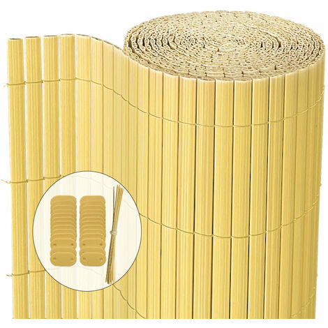 VOUNOT PVC Privacy Screening Fence 80 x 500 cm, Double Reinforced Struts Bamboo