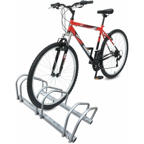 Andrys - Rastrelliera Porta Biciclette A Terra Fisso Con Tappi 1 Posto Anche Per Bici Con Freno A Disco Verniciato Colore Nero 35 X 35 X 27 Cm 87486088