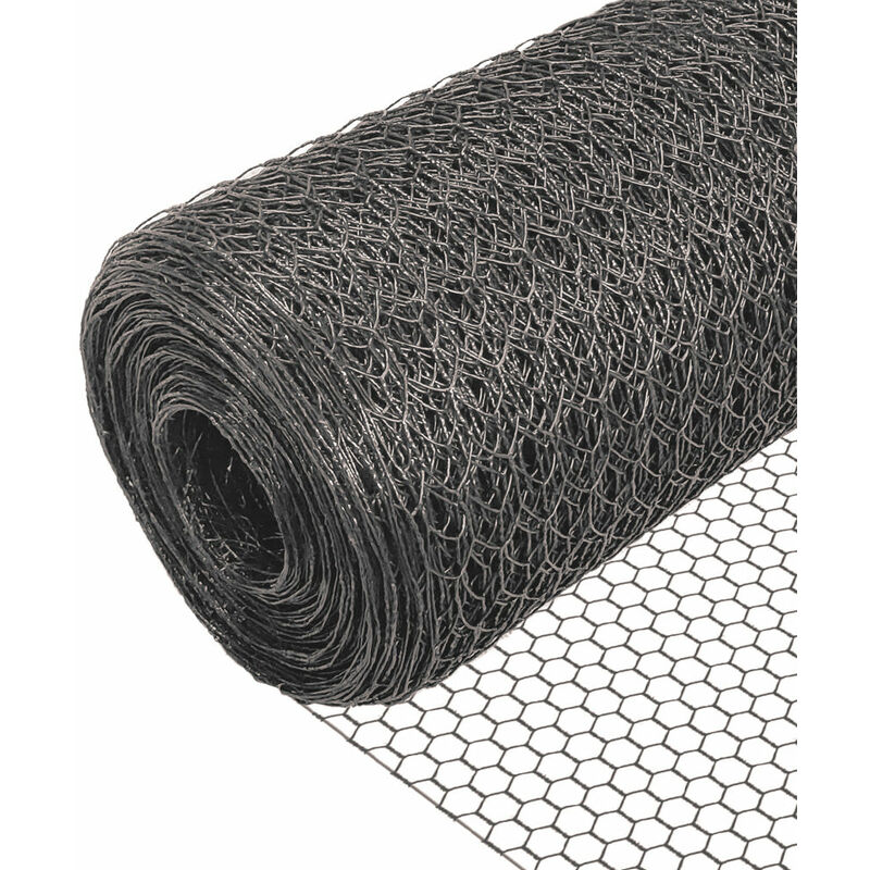 

Red de Alambre de Pollo, Malla de Alambre Hexagonal, 1x25m, 13mm Mesh, Revestimiento de PVC, Gris - Vounot