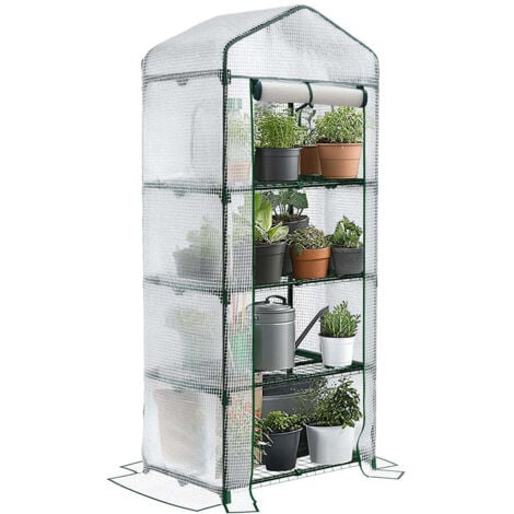Serre De Jardin PVC, Serre De Balcon, Bâche Renforcée, Châssis En Acier Porte Zippee Enroulable Pour Legumes Plantes