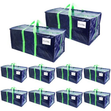 4 Borse Trasloco 100L Con Cerniera E Manici | Extra Large In PE Con Finestra Trasparente Per Vestiti E Coperte