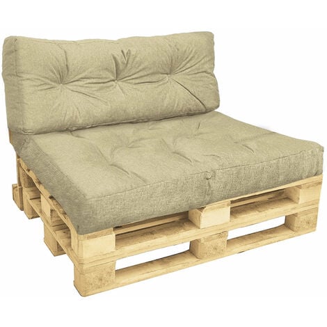 EASYCOMFORT Cuscineria per Pallet Set 3 Cuscini per Seduta e Schienale di  Divani Panca con Bancali, Poliestere Beige