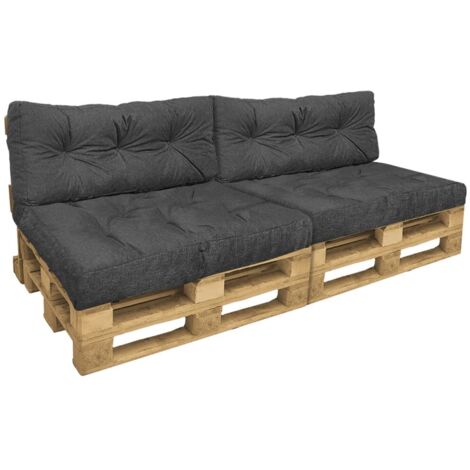 VOUNOT Set di 4 Cuscini per Pallet, Cuscino Bancale Impermeabile per Internio e Esterno, Grigio