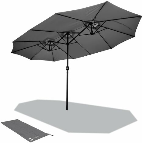 VOUNOT Sombrilla Parasol de Doble, 460 x 270 cm, Gris