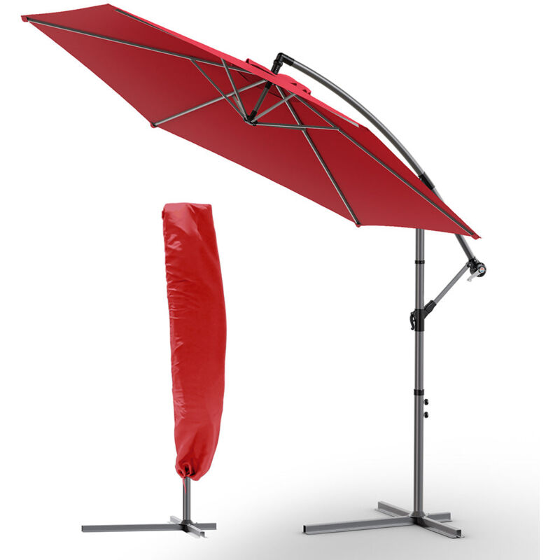 

VOUNOT Sombrilla Voladiza Parasol 3m Rojo
