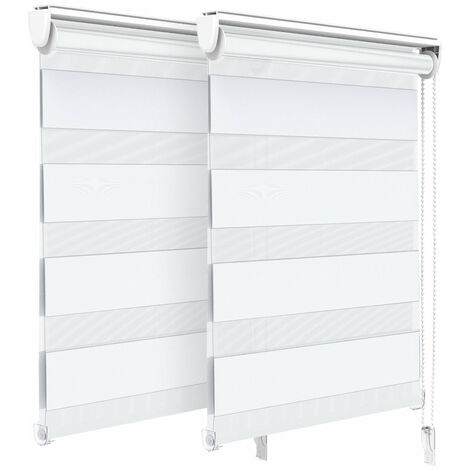 Vounot – Lot de 2 stores enrouleurs jour-nuit 55x150cm – Montage sans perçage ou avec – Tissu 100% polyester – Résistant à l'humidité