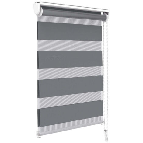 Vounot – Store enrouleur jour-nuit 80x150cm – Montage sans perçage ou avec – Tissu 100% polyester – Résistant à l'humidité et aux moisissures