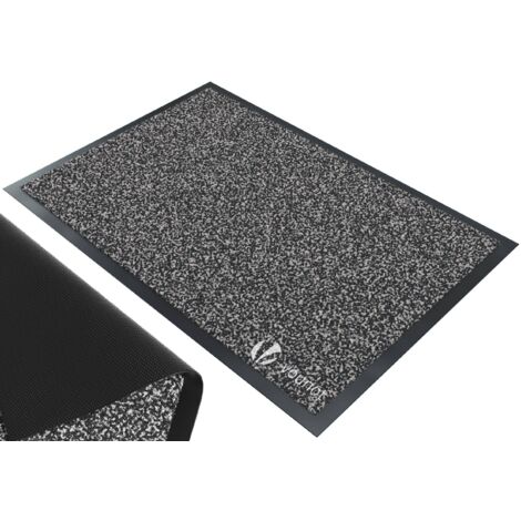 Vounot – Tapis de porte rectangulaire 90x150cm – Antidérapant en polypropylène et vinyle – Lavable à 30° – Gris-Noir pour entrée et balcon