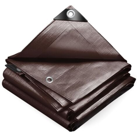 VOUNOT Telo Impermeabile Esterno 2x3m, Telone Occhiellato Impermeabile Rinforzato PE 240 g/m², Marrone