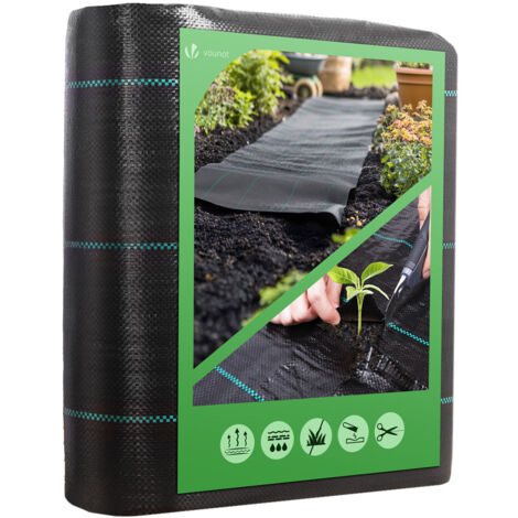 Vounot – Toile de paillage 10m x 2m 100g/m² – Géotextile anti-mauvaises herbes – Perméable à l'eau – Installation facile pour parterres surélevés - 10mx2m