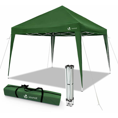 Vounot – Tonnelle de jardin pliante 3x3m – Structure en acier avec toit en polyester 160g/m² – Sac de transport inclus – 8 sardines et 4 cordes de tension