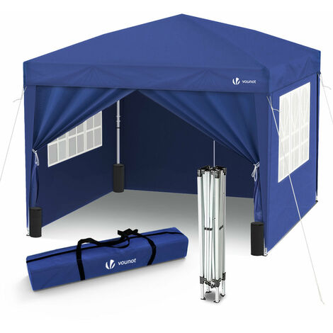 Vounot – Tonnelle de jardin 3x3m pliable avec 4 parois détachables – Acier et polyester – Hauteur 260 cm – Sac de transport inclus