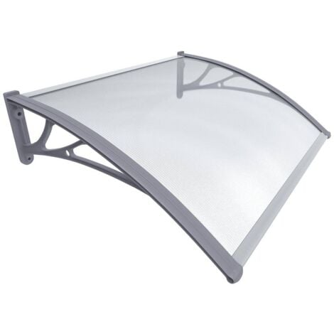 VOUNOT® Vordach für Haustür, 120 x 80 cm Transparentes Pultbogenvordach, Grau
