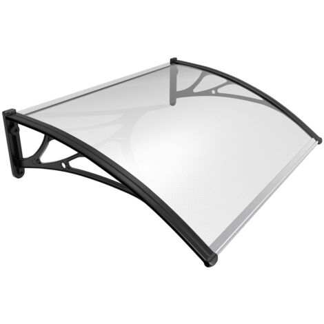 VOUNOT® Vordach für Haustür, 120 x 80 cm Transparentes Pultbogenvordach Schwarz