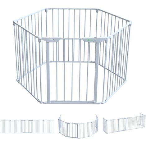 VOUNOT® VOUNOT Kaminschutzgitter Freistehend mit Tür, 375cm inkl. 6 Elementen, Weiß