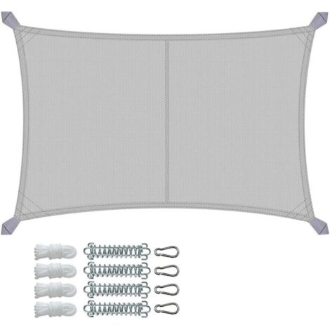 VOUNOT® Wasserdicht Sonnensegel Rechteckig mit Befestigung Set, 3x5m, Grau
