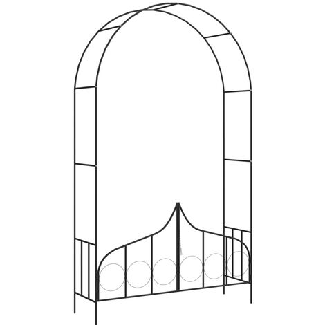 Voûte de jardin avec portail Arche de jardin Arche déco  Noir 138x40x238 cm Fer