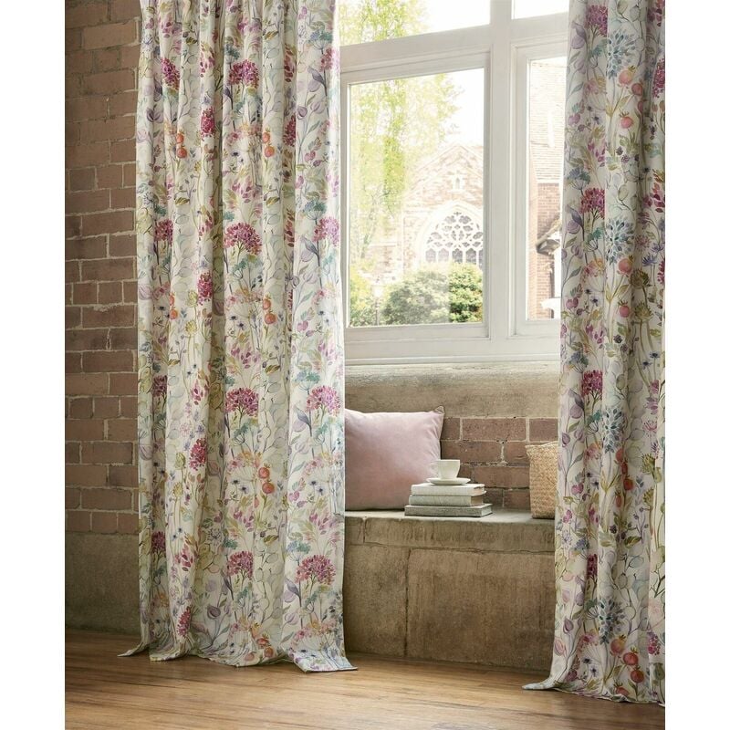 Country Hedgerow Floral Fully Lined Pencil Pleat 90x90' Curtains - Voyage Maison