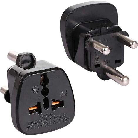 Voyage Type M Prise à la Terre pour Big Afrique du Sud ZA Adaptateur de Prise (Pack de 2)