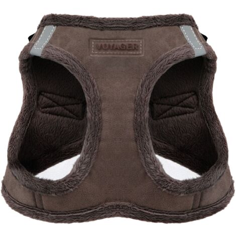 Voyager Step-In Plüsch-Hundegeschirr by Best Pet Supplies - Step-In-Westengeschirr für kleine und mittelgroße Hunde, Weicher Plüsch, Schokolader, size XL - Brust 52-58 cm
