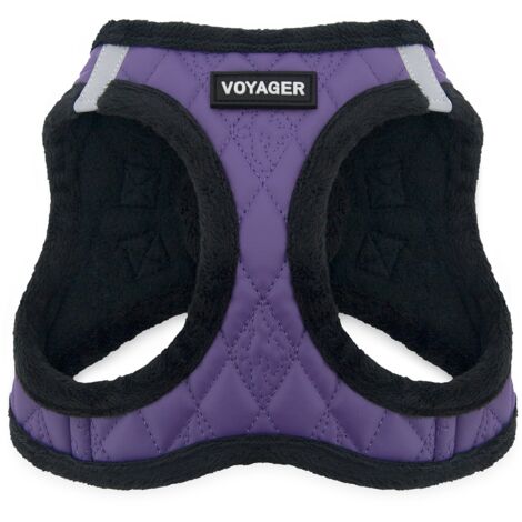 Voyager Step-In Plüsch-Hundegeschirr by Best Pet Supplies - Step-In-Westengeschirr für kleine und mittelgroße Hunde, Weicher Plüsch, Violett Kunstleder, size S - Brust 37-40 cm