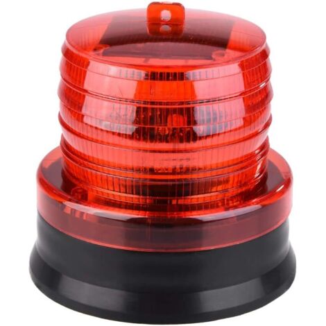 Voyant D'alarme Clignotant Solaire d'urgence de Secours Gyrophare LED Magnetique Balise de Signalisation Avertissement De Sécurité Voiture Barrage Routier Lampe de Poche (Red)