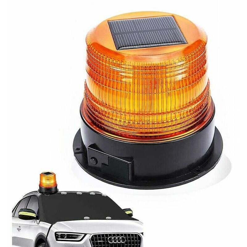 Voyant d'avertissement de trafic solaire à LED 12v, voyant d'avertissement stroboscopique magnétique d'urgence à énergie solaire, lumière