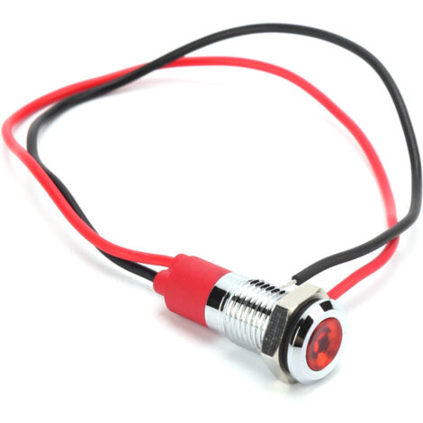 Voyant LED étanche de 8 mm avec câble métallique rouge-Crezuo