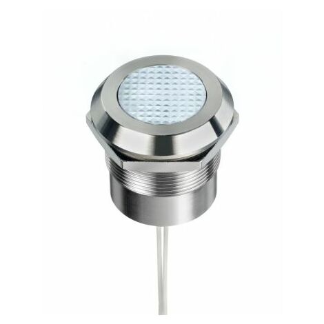 Voyant LED lumineux  Blanc RS PRO, dia. 25mm, 12  24V c.a. / V c.c., taille de la lampe 18.2 mm, IP67, IP69K ( Prix pour 1 )