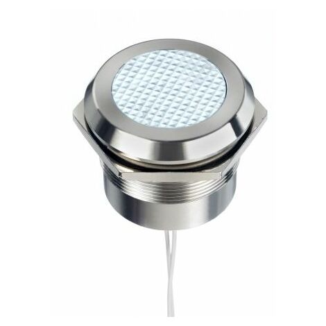 Voyant LED lumineux  Blanc RS PRO, dia. 30mm, 12  24V c.a. / V c.c., taille de la lampe 18.2 mm, IP67, IP69K ( Prix pour 1 )