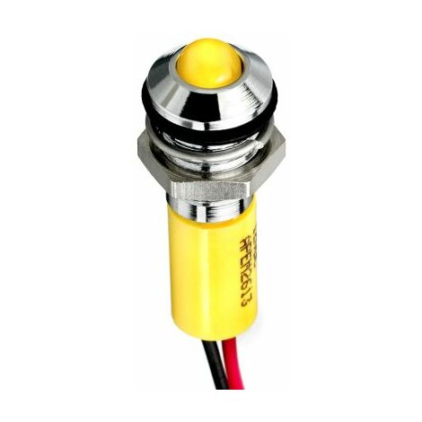 Voyant LED lumineux Jaune RS PRO, dia. 8mm, 24V c.c., taille de la lampe 5 mm, IP67 ( Prix pour 1 )