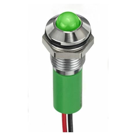 Voyant LED lumineux Vert RS PRO, dia. 8mm, 24V c.c., taille de la lampe 5 mm, IP67 ( Prix pour 1 )
