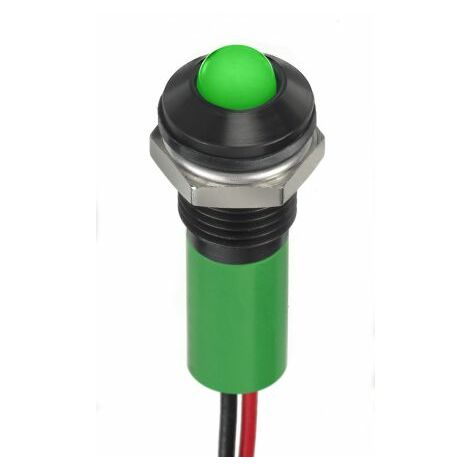 Voyant LED lumineux  Vert RS PRO, dia. 8mm, 24V c.c., taille de la lampe 5 mm, IP67 ( Prix pour 1 )