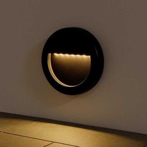 Voyant LED rond extérieur, mural, 3 watts, adapté aux escaliers et aux allées, indice de protection IP65, noir，lumière blanche chaude.
