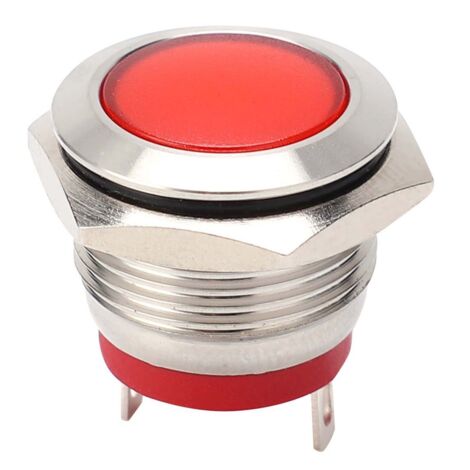 Voyant LED rouge de 1,5 cm (0,6 po) à haute luminosité, culot ignifugé, type à broches, étanche IP66.