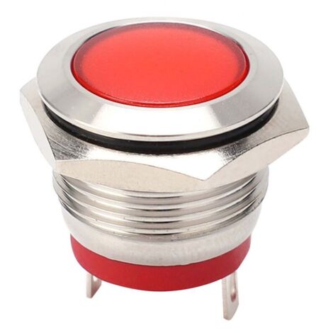 Voyant LED rouge de 1,5 cm (0,6 po) à haute luminosité, culot ignifugé, type à broches, étanche IP66.