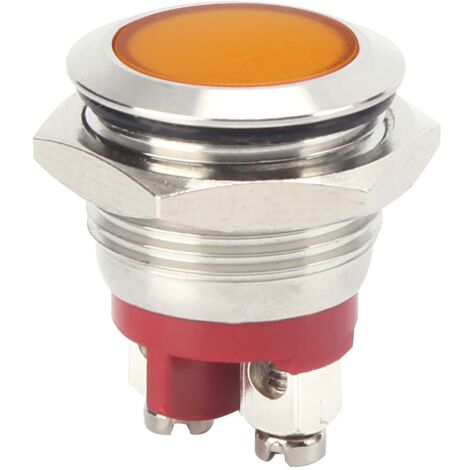 Voyant LED universel 0.6in jaune, haute luminosité, base ignifuge, étanche IP66 pour signalisation.