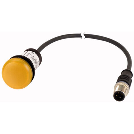 Voyant lumineux allumé en jaune 24 V avec câble 1m et connecteur mâle M12A EATON C22-L-Y-24-P5