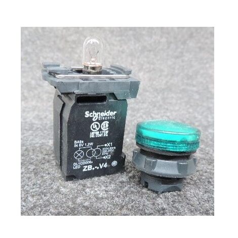 Voyant lumineux BA9s Ø 22mm vert 230V vis étrier Harmony XB5 SCHNEIDER XB5AV43
