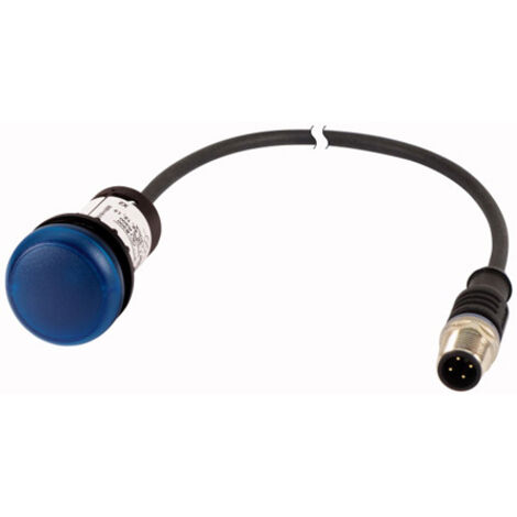 Voyant lumineux bleu 24 V avec câble 0 5m et connecteur mâle M12A EATON C22-L-B-24-P3