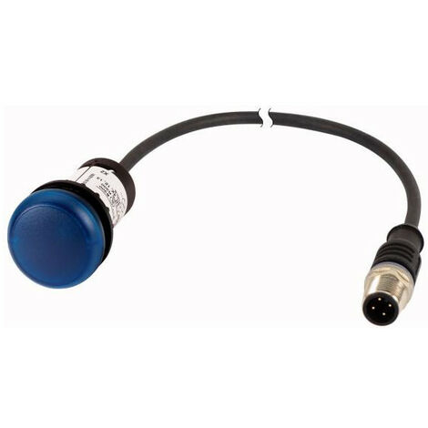 Voyant lumineux bleu 24 V avec câble 1m et connecteur mâle M12A EATON C22-L-B-24-P5