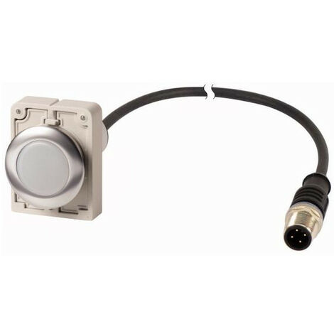 Voyant lumineux RMQ Compact Flat blanc 24 V AC/DC cable (noire) avec connecteur M12A 4-pole 1 EATON C30C-FL-W-24-P5