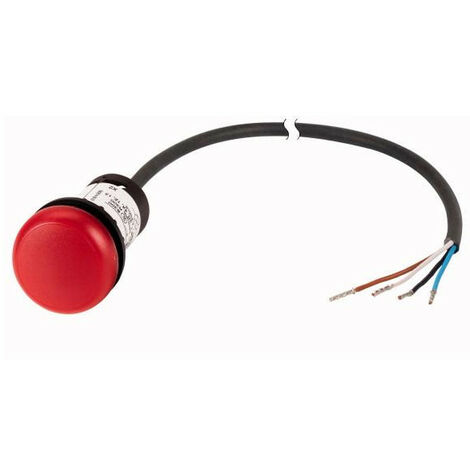 Voyant lumineux RMQ Compact rouge plat 0o/0f extrémité ouverte câble noir 3 5 m. EATON C22-L-R-24-P65
